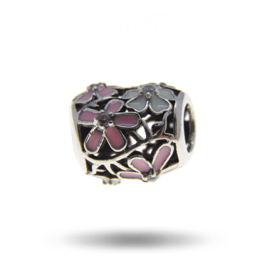 Virágos szív charm